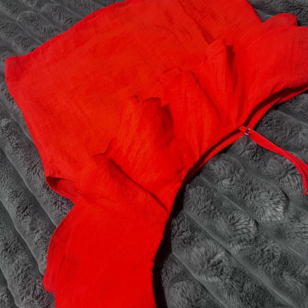 Red Ruffle Off-Shoulder Top - Picture 2 of 4